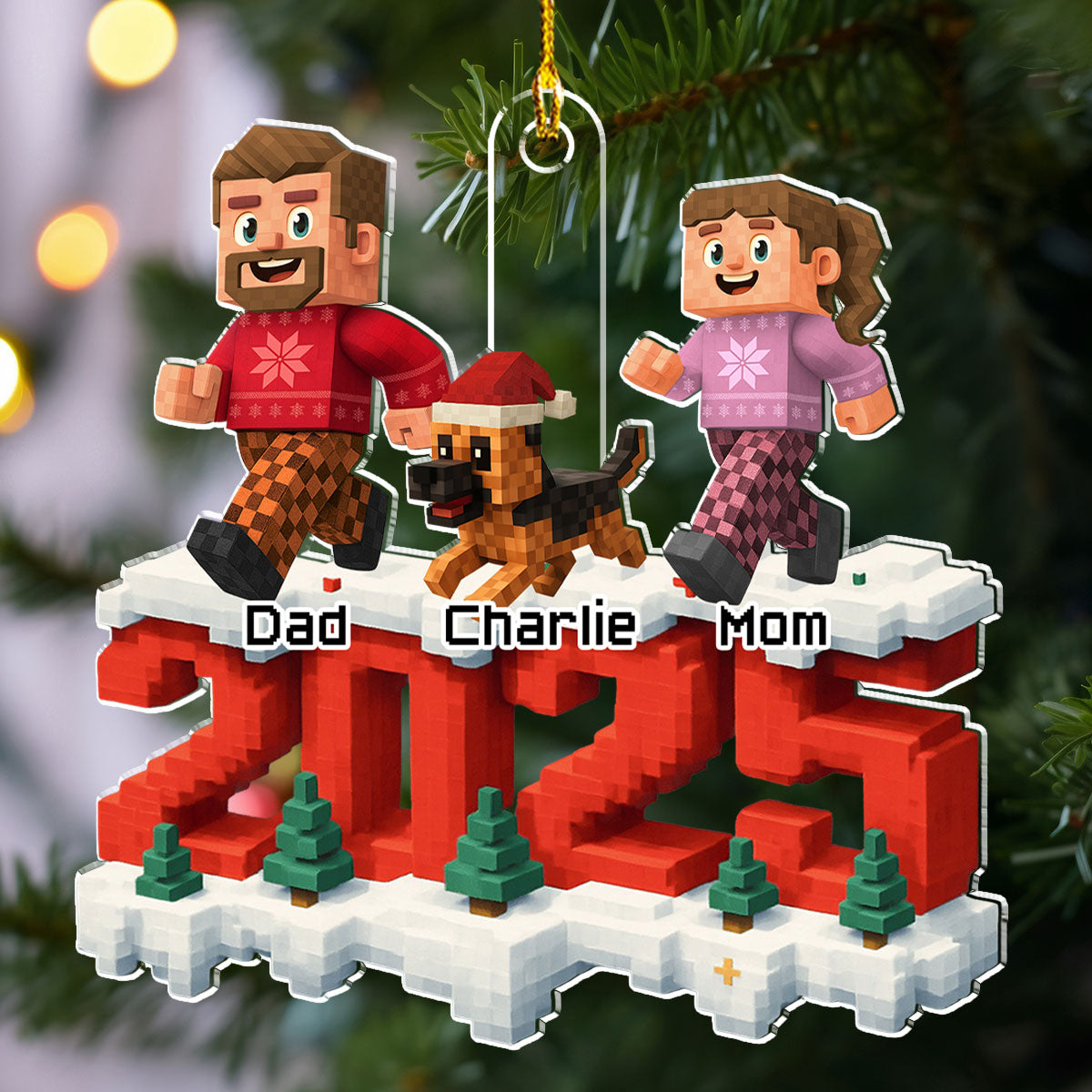 Custom Family Ornament, Christmas Gift for Family Members •  All Of Us This Year - Personalized 3D Effect Acrylic Ornament