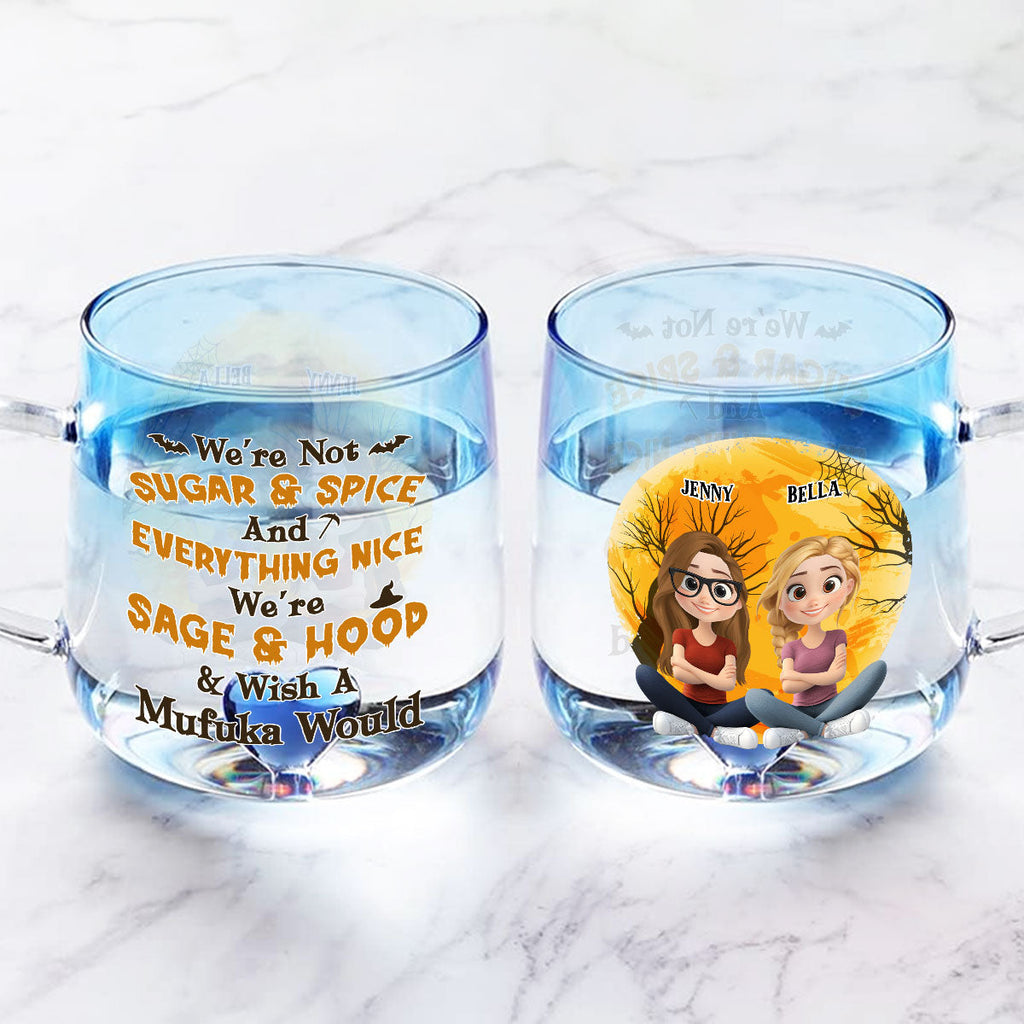 Custom Best Friend, Christmas & Birthday Friendship Keepsake Gift • Funny Witch Friends - Personalized Funny Witch Friends - Personalized Blue Gradient Glass Mug