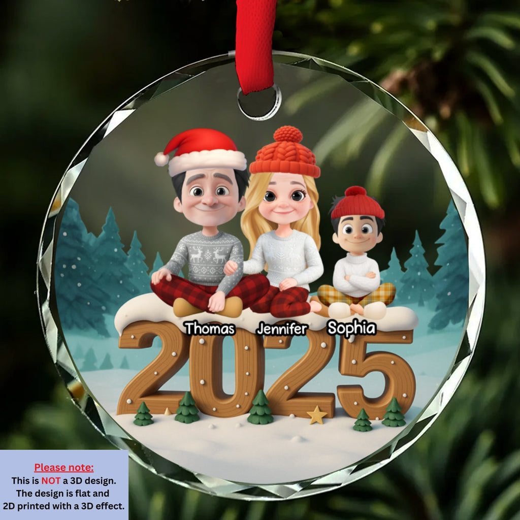 Custom Family Ornament, Christmas Gift for Family Members •  As A Family Now Onwards - Personalized 3D Effect Glass Ornament