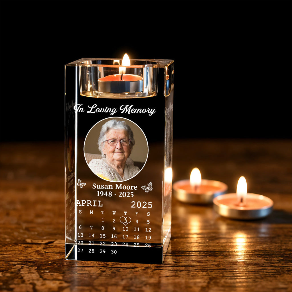 In My Memory - Personalized Crystal Candle Holder