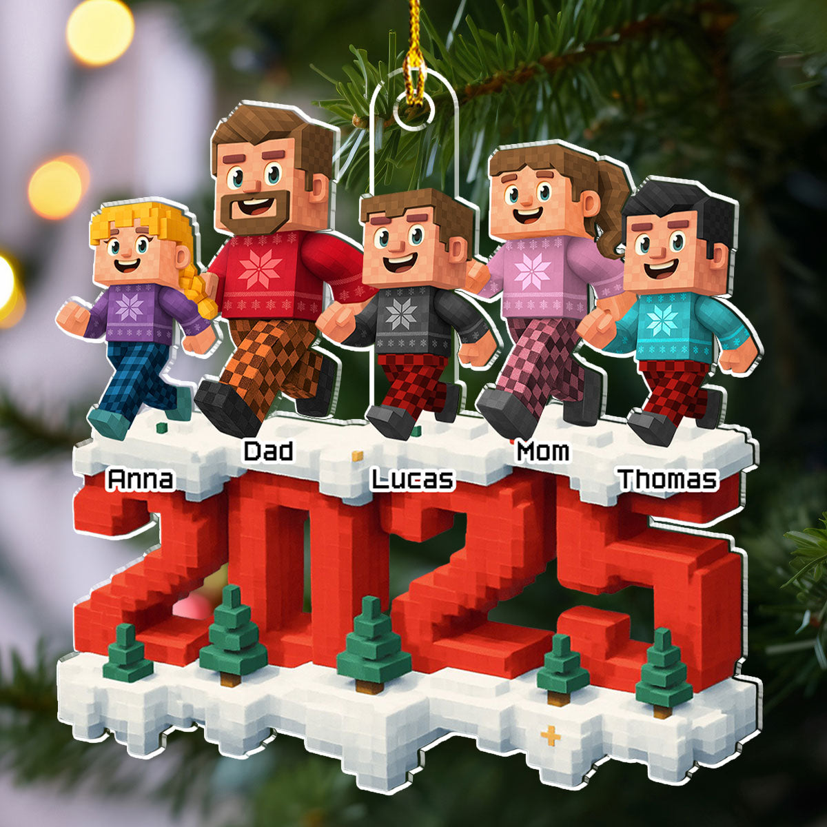 Custom Family Ornament, Christmas Gift for Family Members •  Us In This Year - Personalized 3D Effect Acrylic Ornament