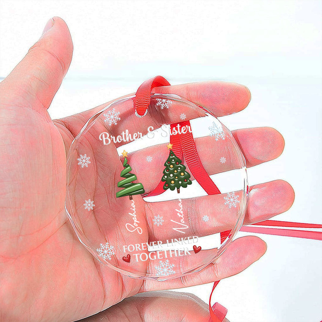 Custom Brothers & Sisters Christmas Ornament •  When Siblings Go to Therapy Together - Personalized Glass Ornament