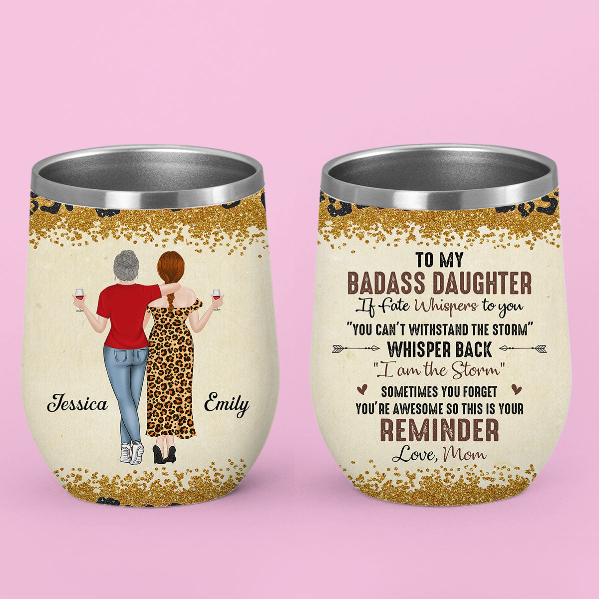 Custom Christmas Birthday Gifts For Daughter • To My Badass Daughter - Personalized Wine Tumbler