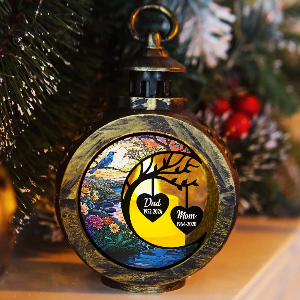 Custom Name Memorial Christmas Night Light, Remembrance Gifts • In Heaven - Personalized Christmas Lantern