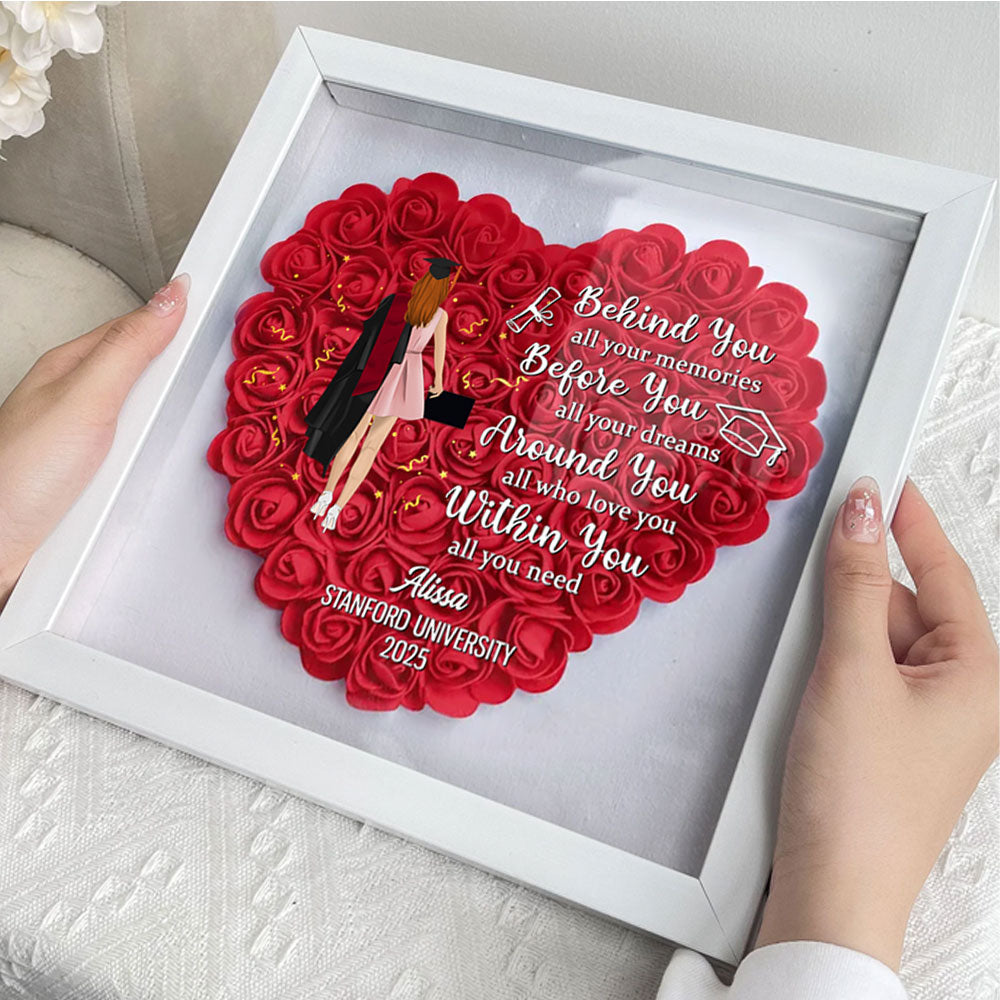 Behind You All Your Memories Before You All Your Dreams - Personalized Flower Shadow Box