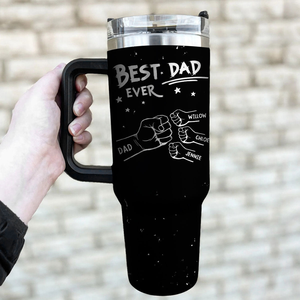 Custom Father's Day Birthday Gifts For Dad • Handsome Dad Ever - Personalized Engraved 40oz Tumbler With Handle