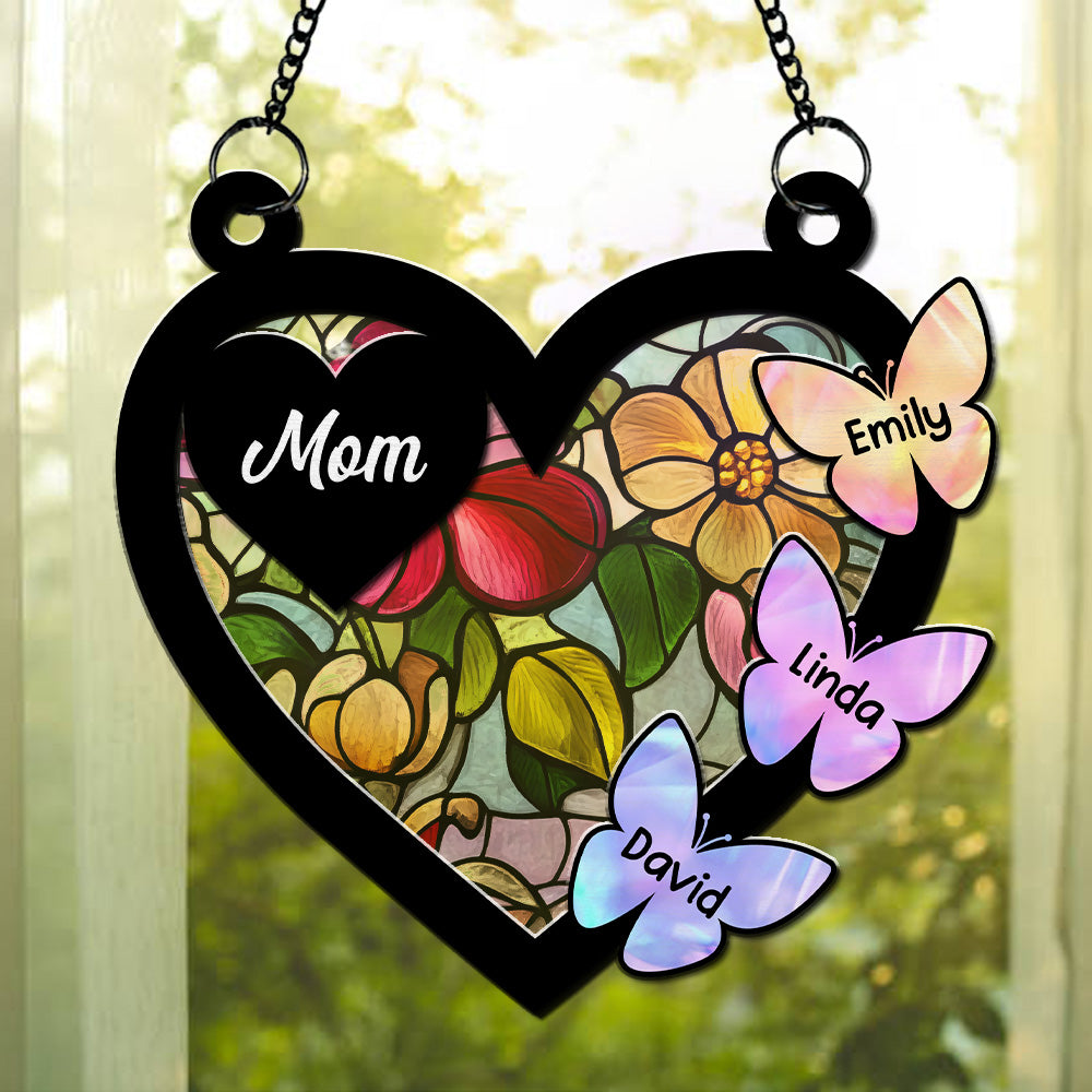 Custom Name Family Name Hanging Decor, Christmas Birthday Gift • Butterfly Of Love - Personalized Suncatcher