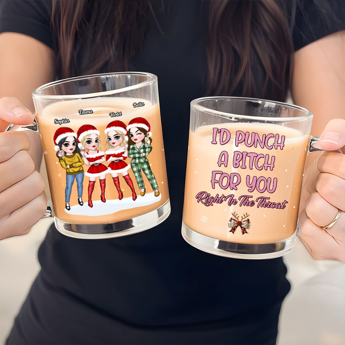 Custom Best Friend, Christmas & Birthday Friendship Keepsake Gift • Punch Bitch - Personalized Glass Mug