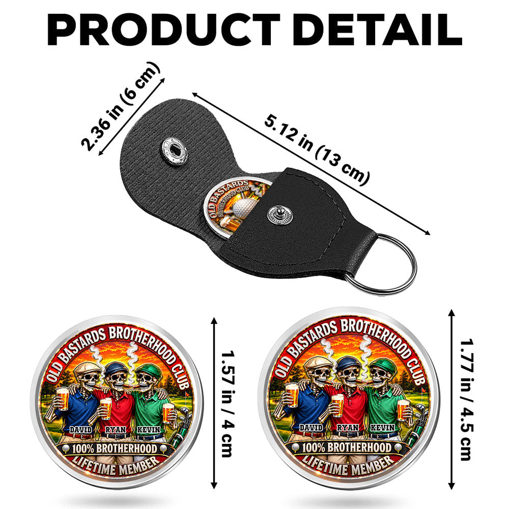 Custom Besties Coin Keychain, Friendship Birthday Gifts • Brothers Tee Off Together Always - Personalized 3D Printing Pocket Hug