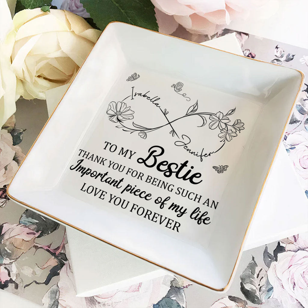 Custom Bestie Trinket Dish, Birthday Christmas Gift For Best Friend • An Important Piece - Personalized Jewelry Dish