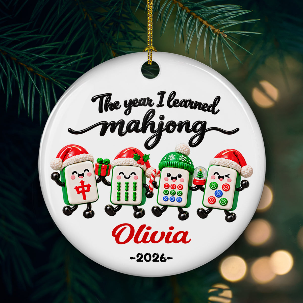 Custom Friendship Christmas Ornament, Best Friend Gift •  A Year Full Of Mahjong - Personalized Ceramic Ornament