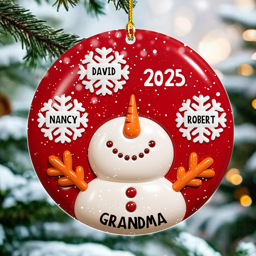 Custom Family Ornament, Christmas Gift for Family Members •  Snowy Kids - Personalized 3D Inflated Effect Acrylic Ornament