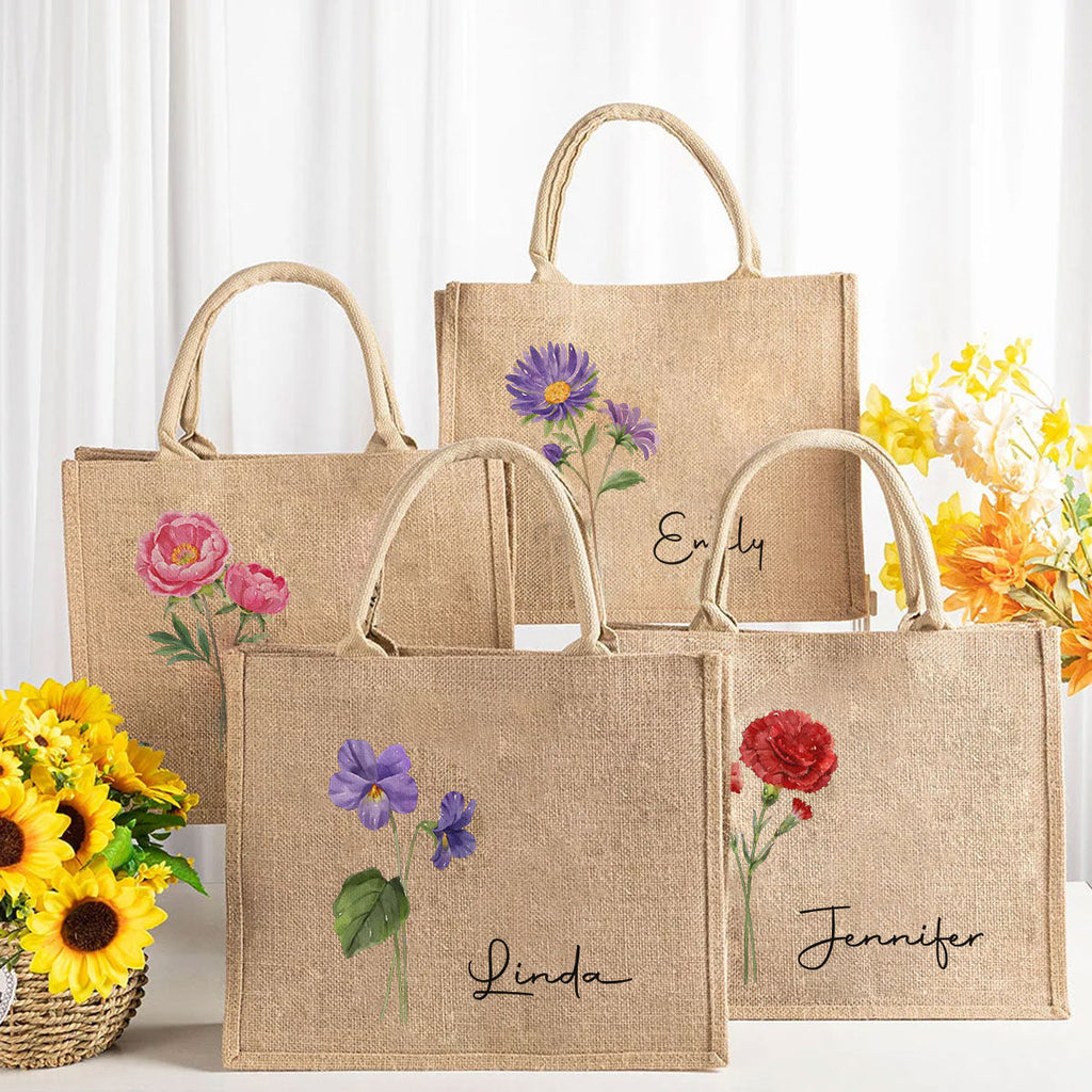 Friends Are Flowers That Never Fade - Personalized Jute Tote Bag