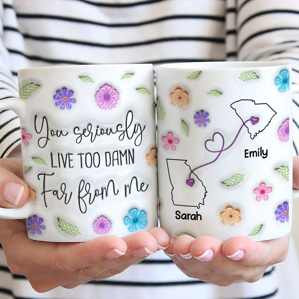 Custom Best Friend, Christmas & Birthday Friendship Keepsake Gift • Wish You Lived Much Closer - Personalized 3D Inflated Effect Mug