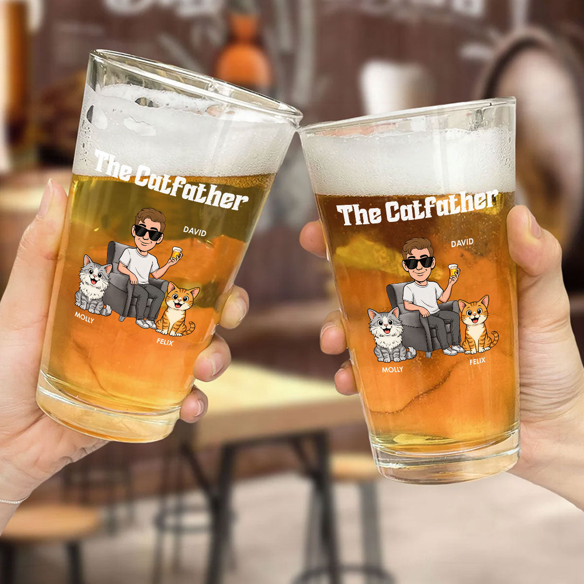 The Retro Catfather - Personalized Beer Glass