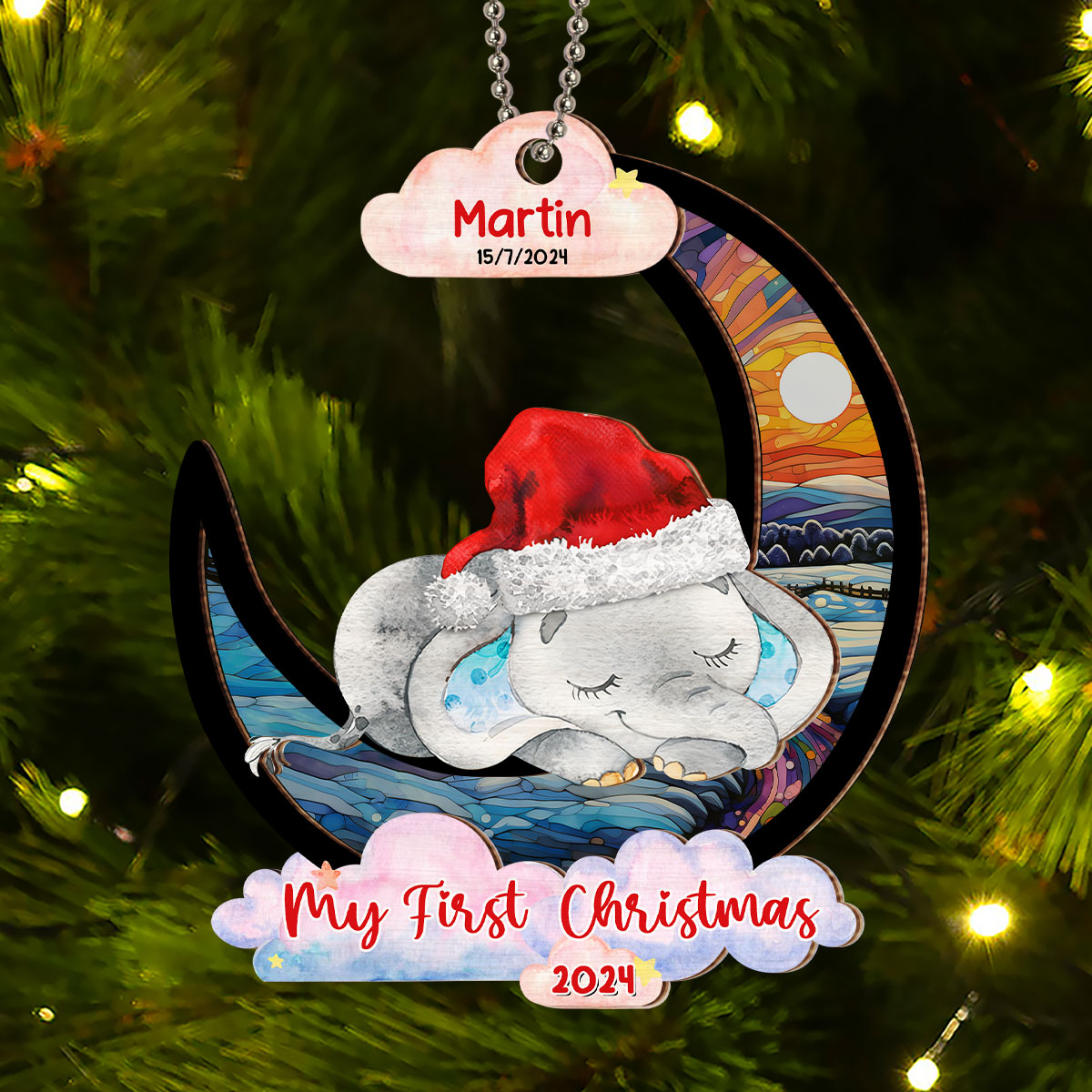 Custom Keepsake Christmas Ornament •  My First Christmas - Personalized Suncatcher Ornament