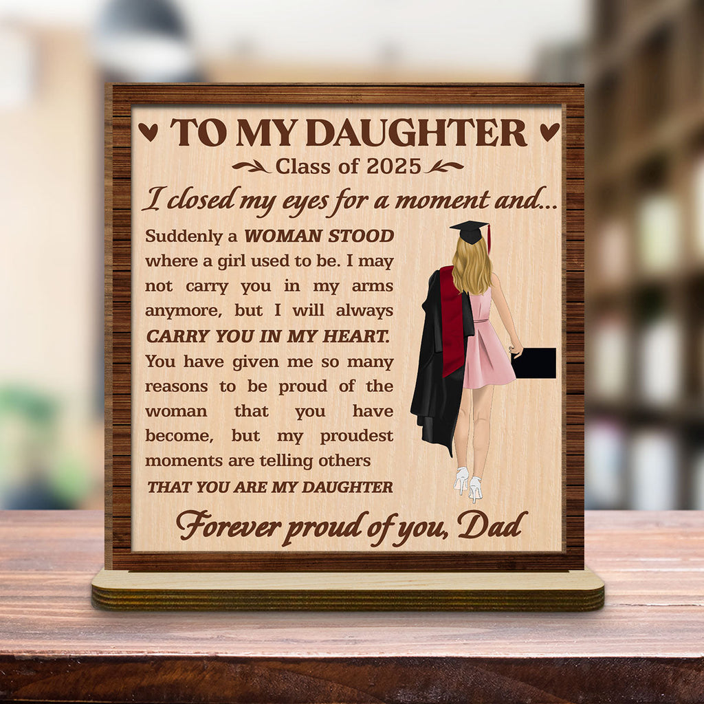 Custom Decor, Christmas Birthday Anniversary Gift Keepsake • Forever Proud Of You - Personalized 2-Layer Wood Plaque With Flat Base