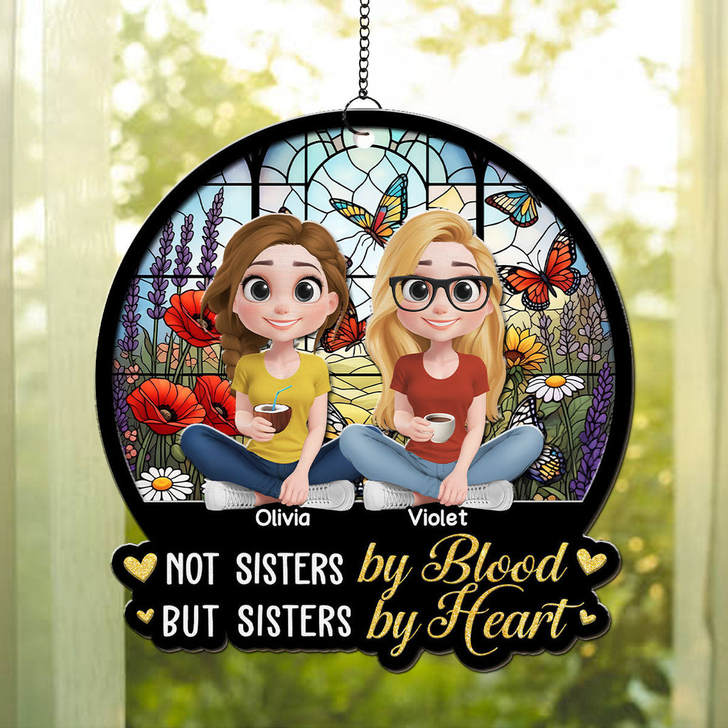 Custom Best Friend Hanging Decor, Friendship Birthday Gifts • Sisters By Heart - Personalized Suncatcher