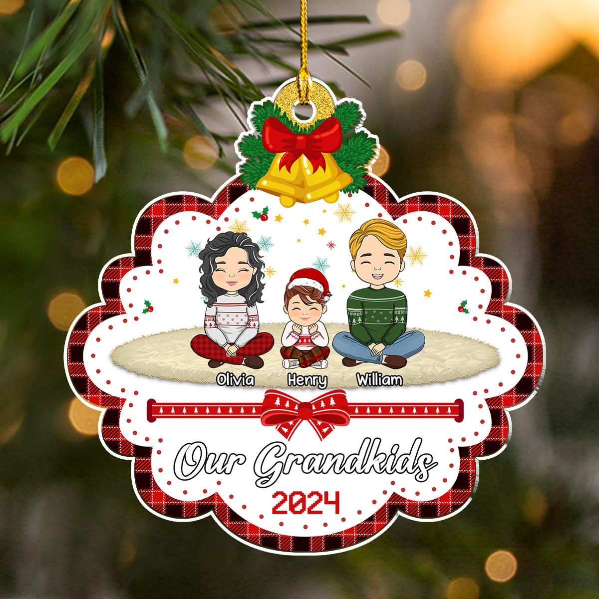 Custom Keepsake Christmas Ornament •  My Grandkids Christmas - Personalized Acrylic Ornament