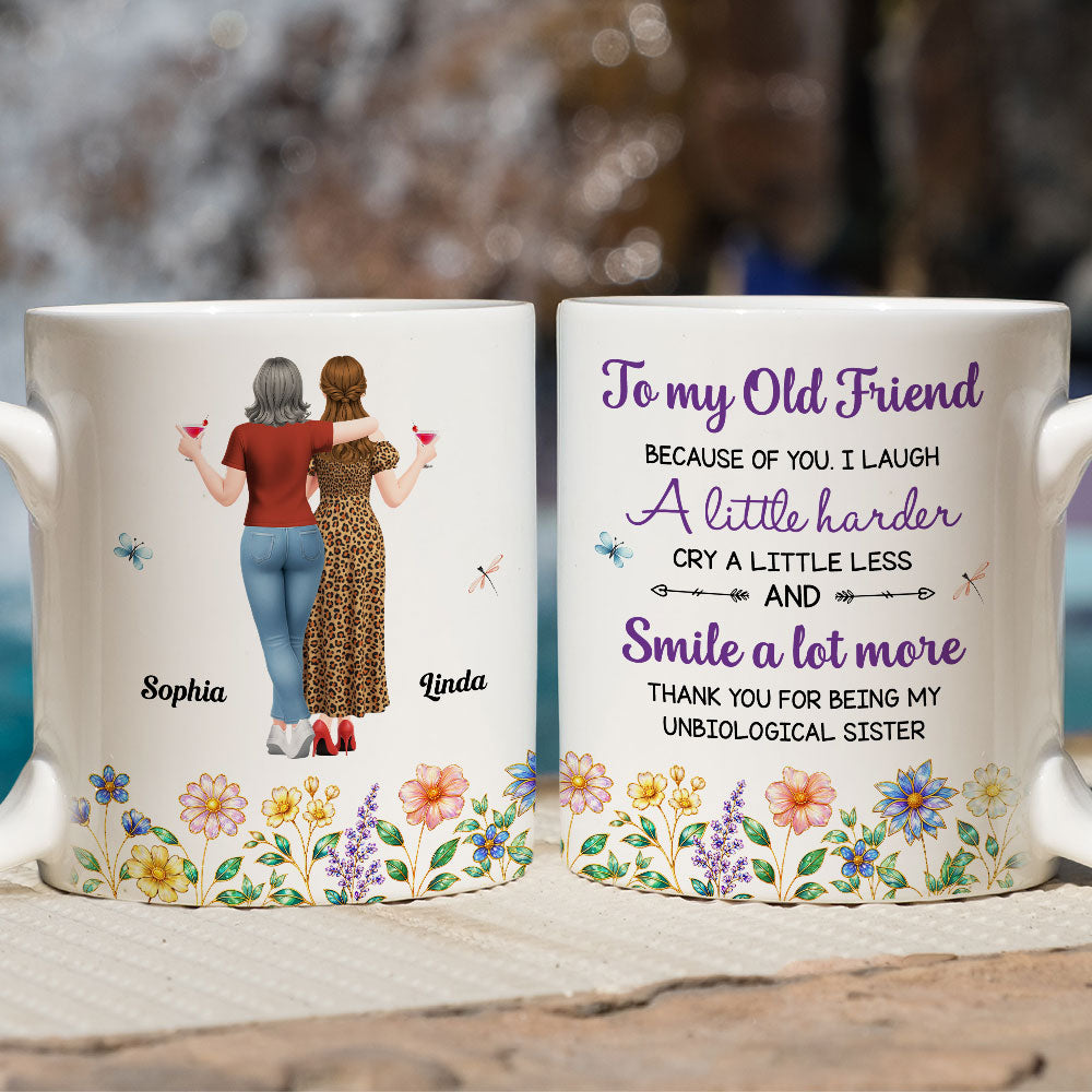 Custom Best Friend, Christmas & Birthday Friendship Keepsake Gift • Cry A Little Less And Smile More Ver 2 - Personalized Coffee Mug