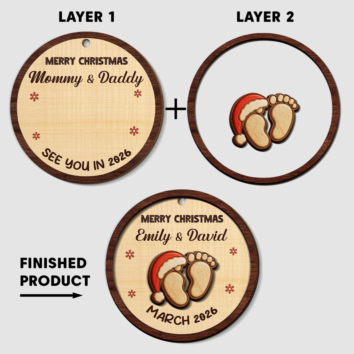 Custom Family Ornament, Christmas Gift for Family Members •  We Are Expecting You - Personalized 2-Layered Wood Ornament