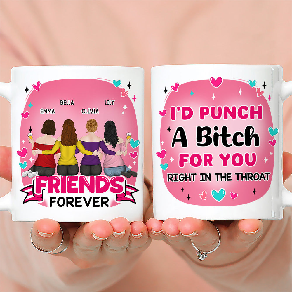 Custom Best Friend, Christmas & Birthday Friendship Keepsake Gift • Right In The Throat Bestie - Personalized Coffee Mug
