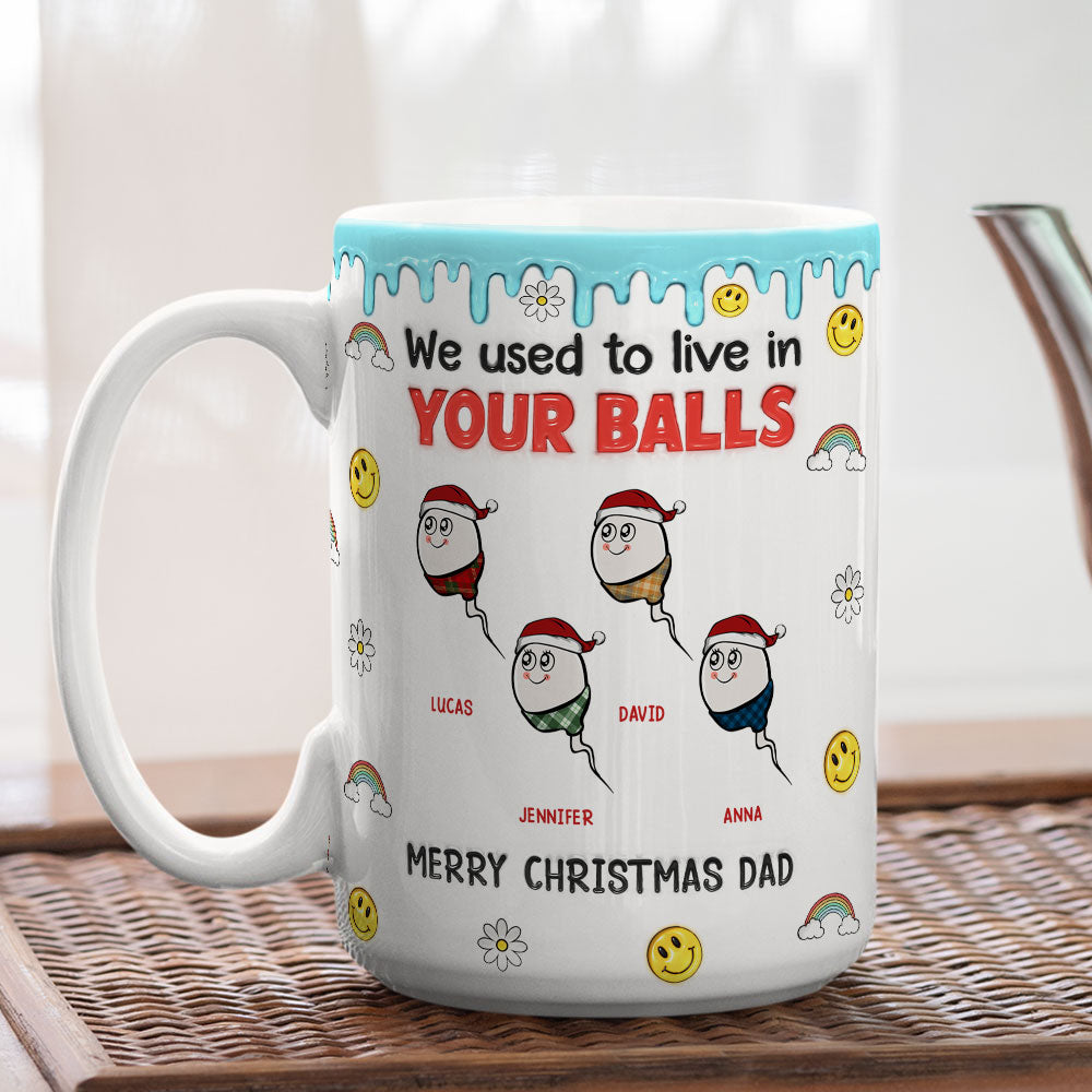 Custom Christmas & Birthday Gift for Dad • We Used to Hang Out in Your Balls - Personalized 3D Inflated Effect Mug