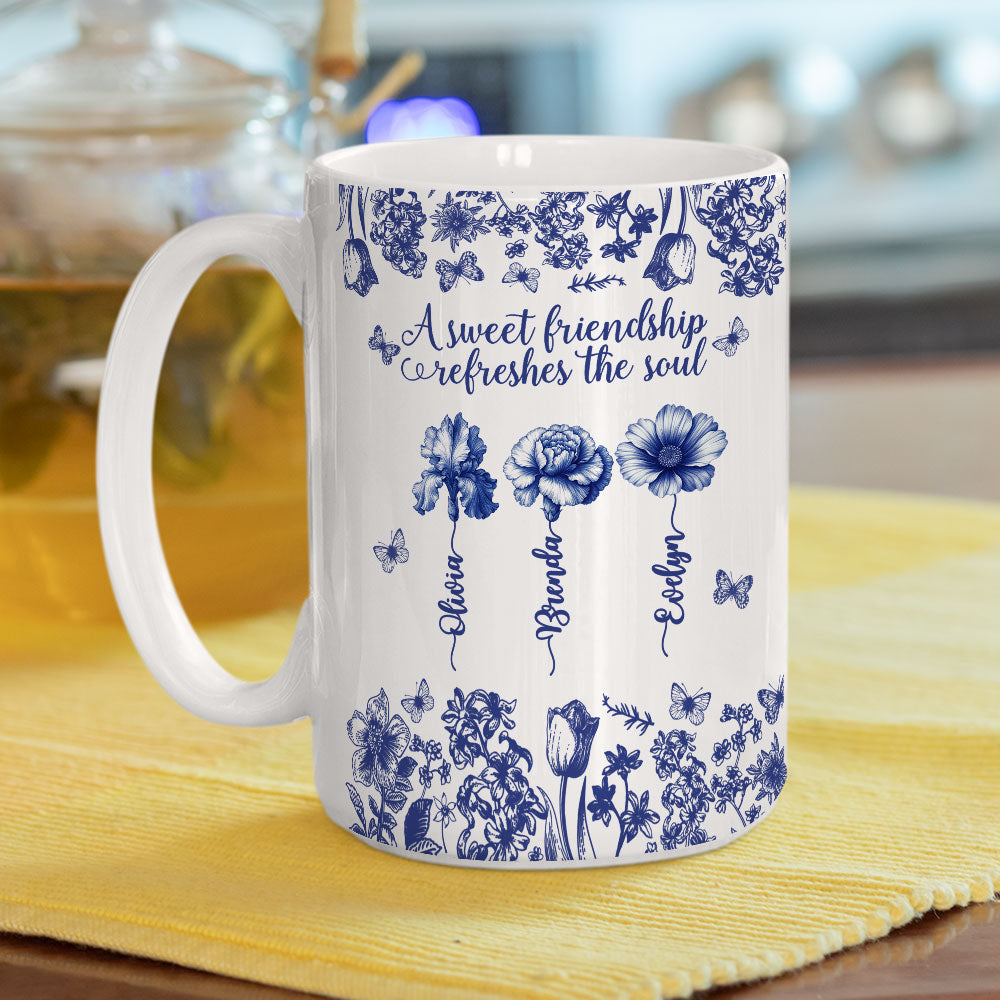 Custom Best Friend, Christmas & Birthday Friendship Keepsake Gift • A Sweet Friendship Toile - Personalized Coffee Mug