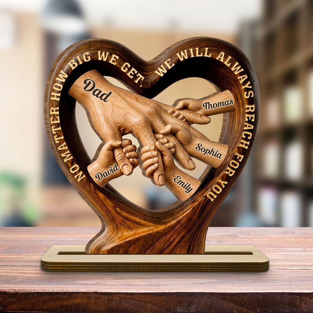 Custom Father's Day Decor, Gift for Dad & Grandpa • Always Looking Upward Dad - Personalized 2-Layer Wood Plaque With Flat Base