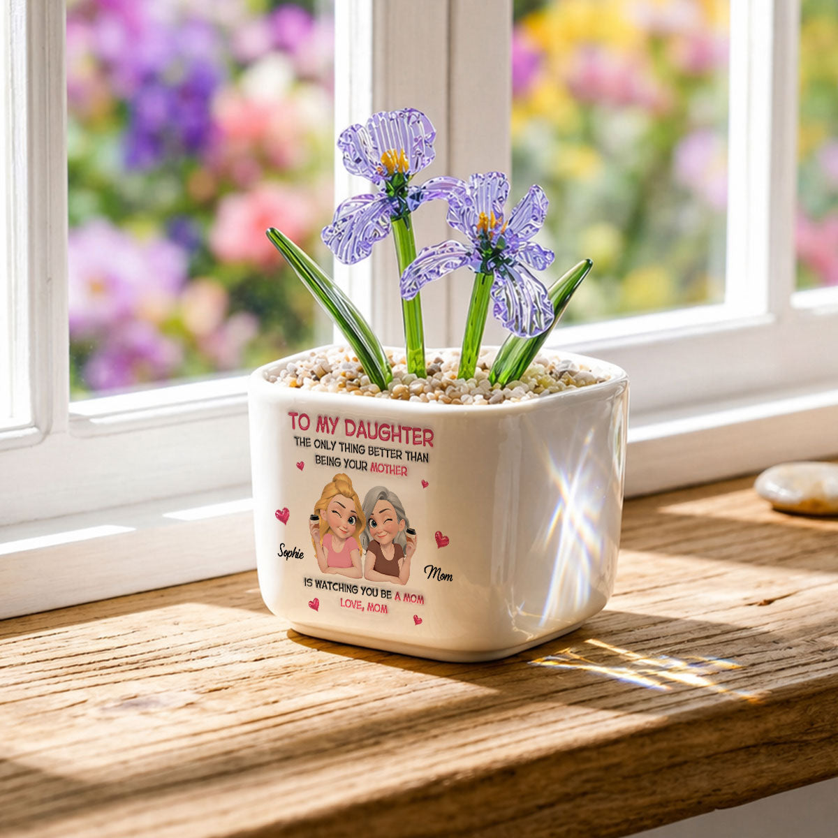 Watching Daughter Be A Mom - Personalized Glass Birth Month Flower
