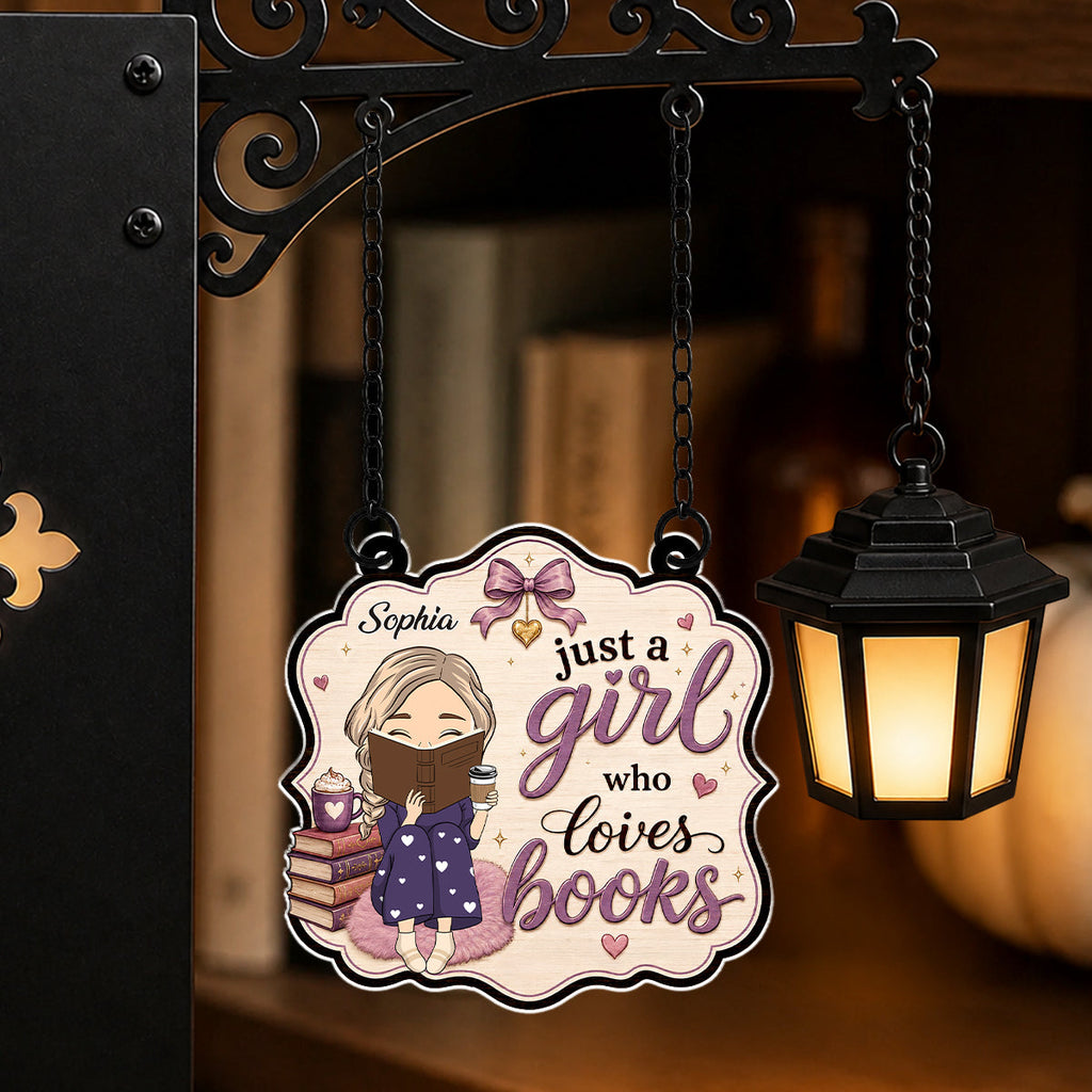 Her Love Language Is Books - Personalized Bookshelf Lantern Light Sign