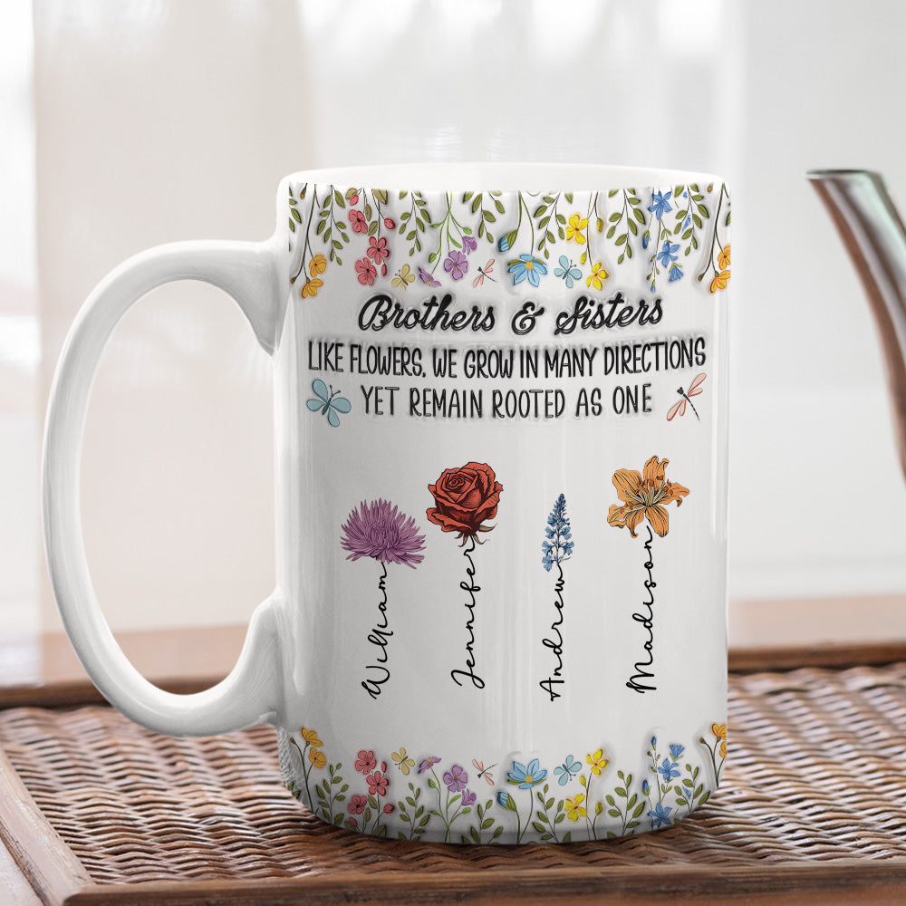 Custom Christmas & Birthday Gift for Brother & Sister • Growing Apart Yet Always Connected - Personalized 3D Inflated Effect Coffee Mug