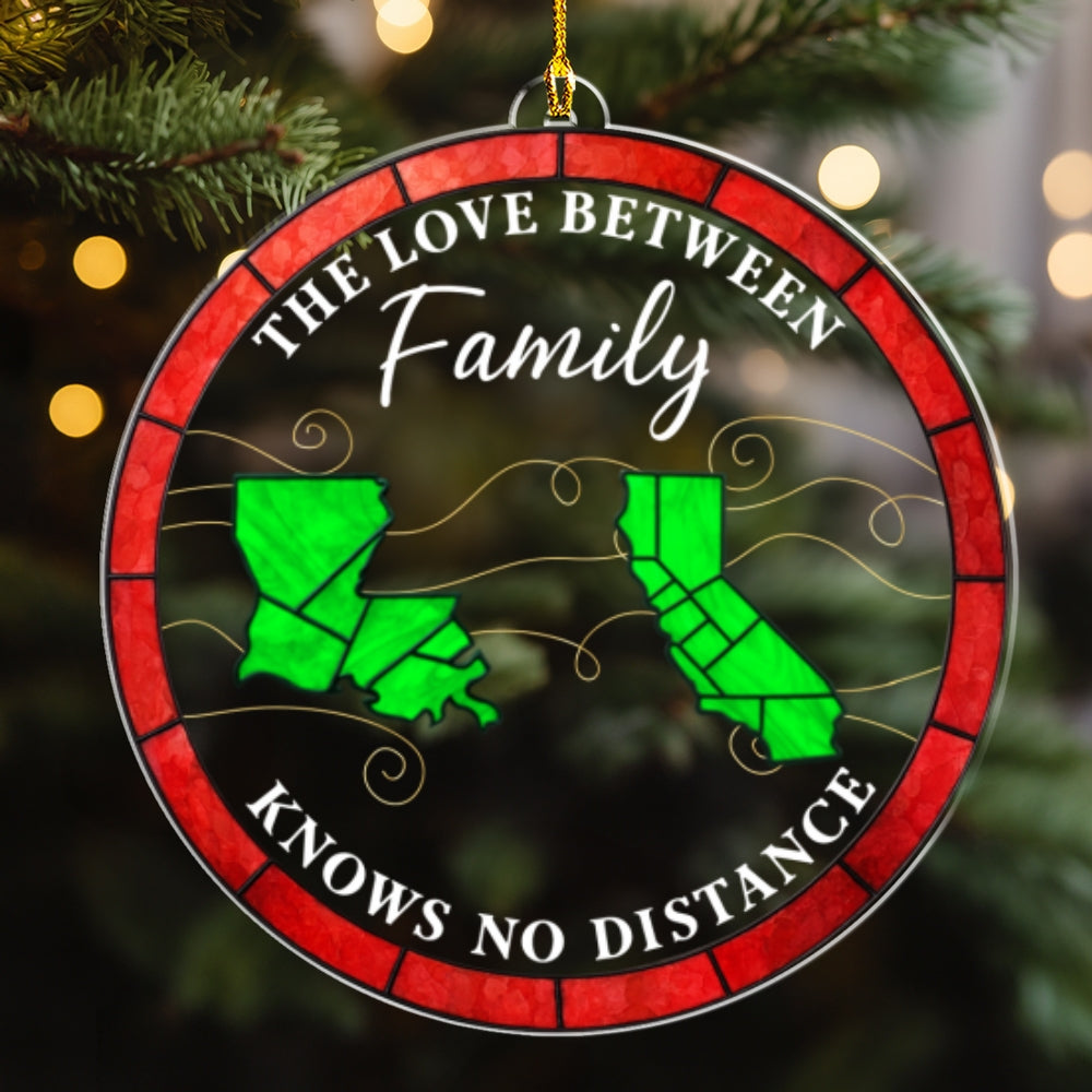 Custom Family Christmas Ornament for Long Distance Families •  Long Distance Love - Personalized Acrylic Ornament