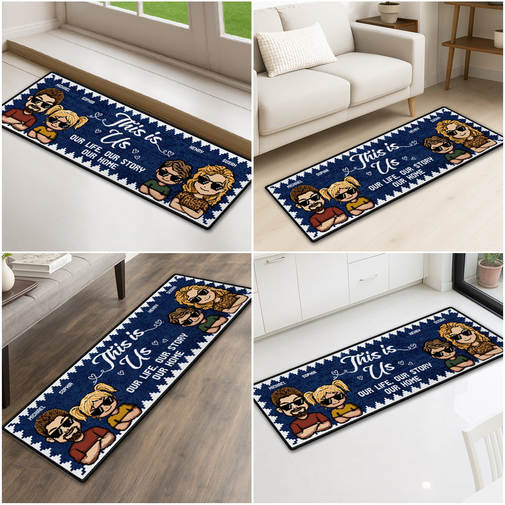 Custom Family Name Rug, Housewarming Birthday Gift For Family Members • Home Sweet Home - Personalized Runner Rug