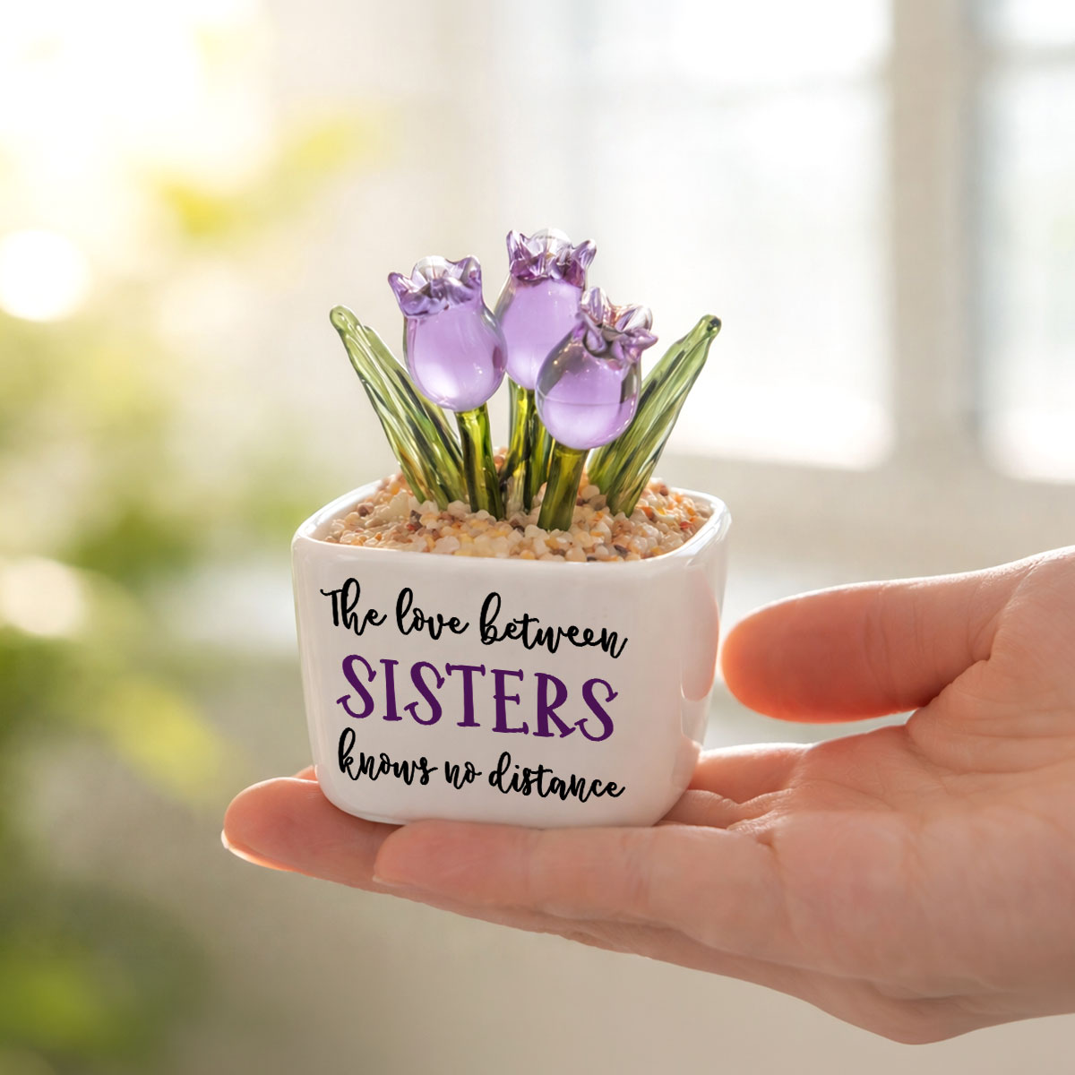 Custom Flower Keepsake, Glass Home Decor Gift for Soul Sister • Best Friends Since The Beginning - Personalized Glass Everlasting Tulips
