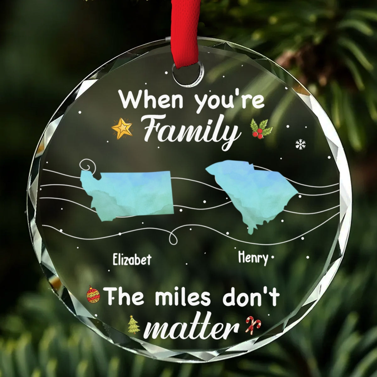 Custom Sister Christmas Ornament •  Siblings Forever - Personalized Glass Ornament