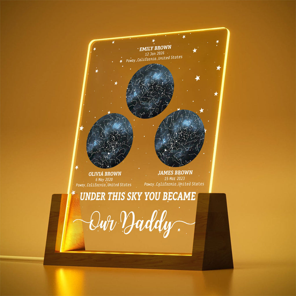 Custom First Father's Day Gift for New Dads • This Is What The Sky Looked Like - Personalized Night Light