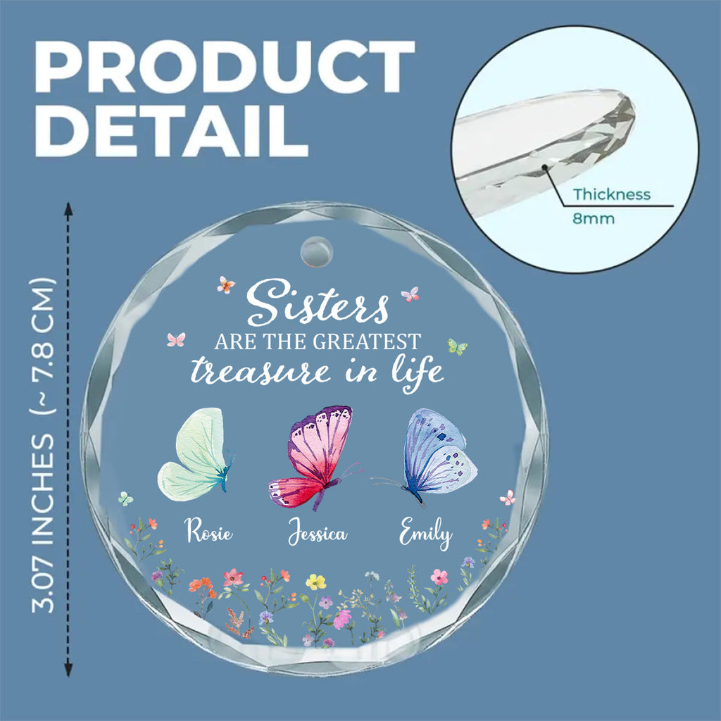 Custom Sister Christmas Ornament •  Sisters Make Life More Beautiful - Personalized Glass Ornament