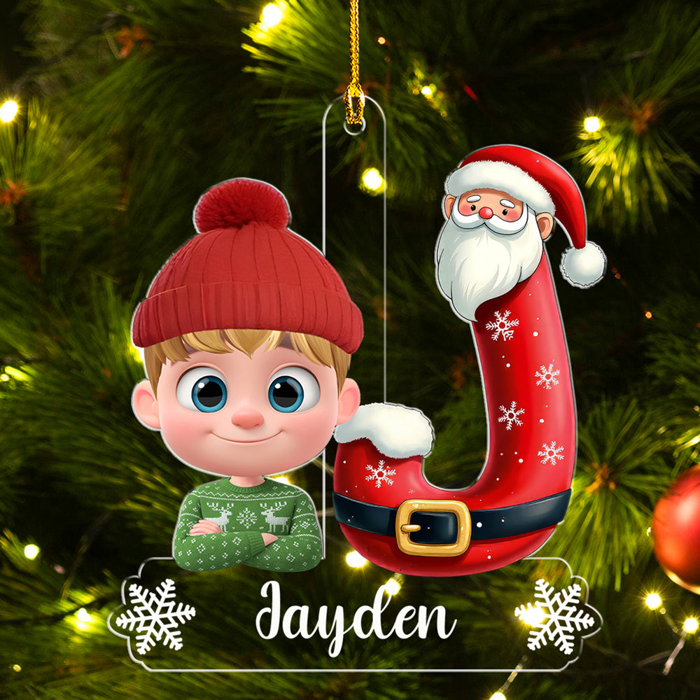 Custom Family First Christmas Ornament •  Baby And Santa - Personalized Acrylic Ornament