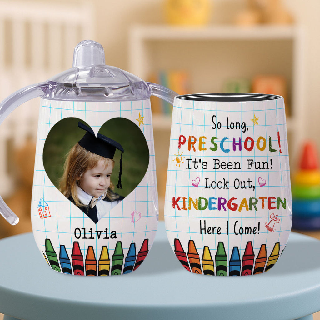 Look Out Kindergarten Photo - Personalized Sippy Cup With Handles