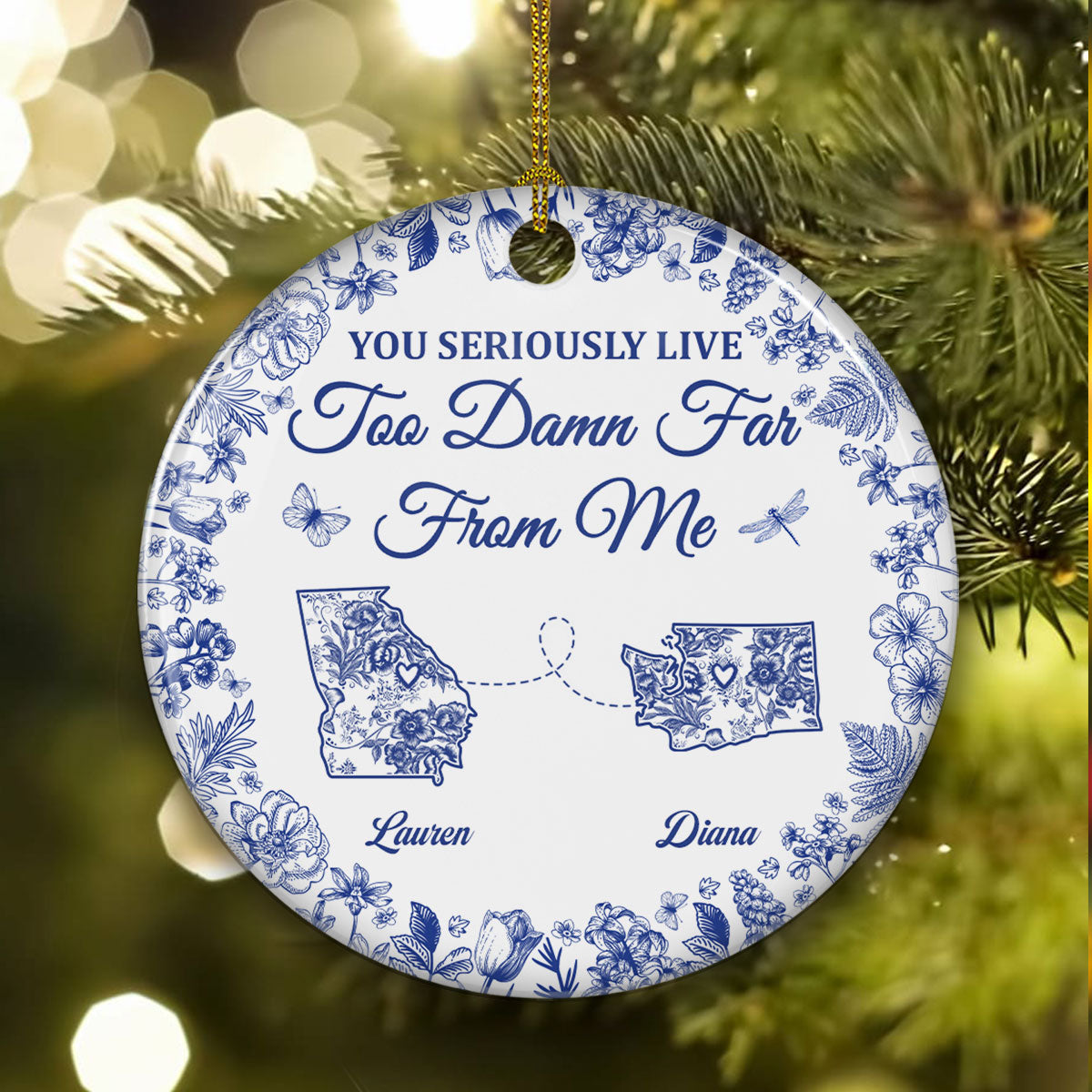 Custom Keepsake Christmas Ornament •  Feels Empty Without You Here - Personalized Ceramic Ornament