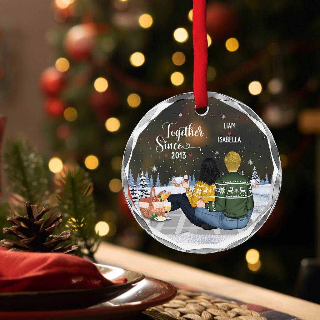 Custom Keepsake Christmas Ornament •  Our First Year - Personalized Glass Ornament