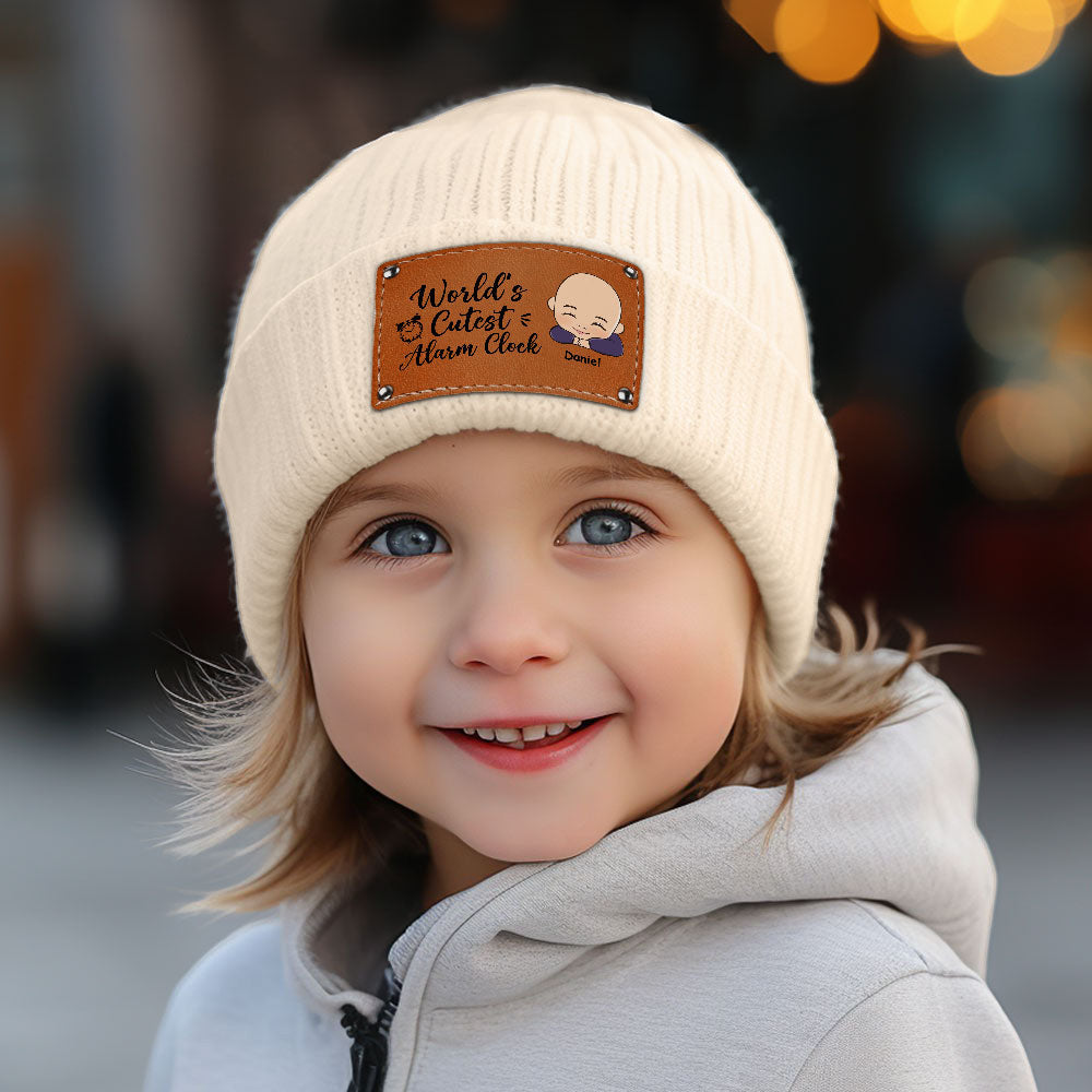 Custom Newborn Baby Beanie, Christmas Birthday Gift • The Cutest Alarm Clock - Personalized Beanie