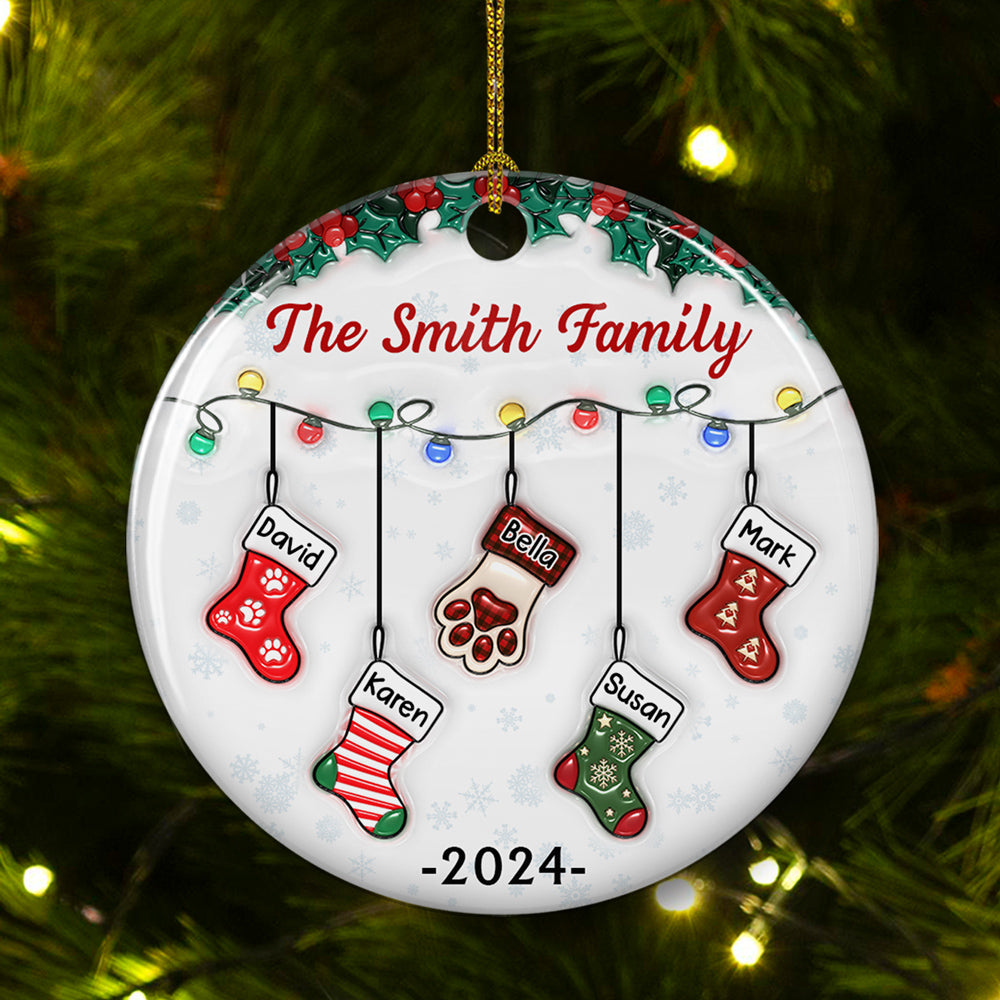 Custom Family Ornament, Christmas Gift for Family Members •  Christmas Together - Personalized 3D Inflated Effect Ceramic Ornament