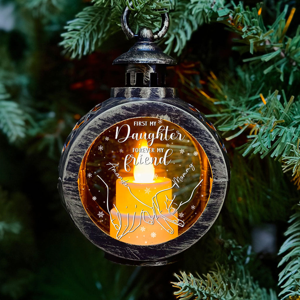 Custom Name Christmas Gifts for Daughter, Holiday Decor • First My Daughter Forever My Friend - Personalized Christmas Lantern