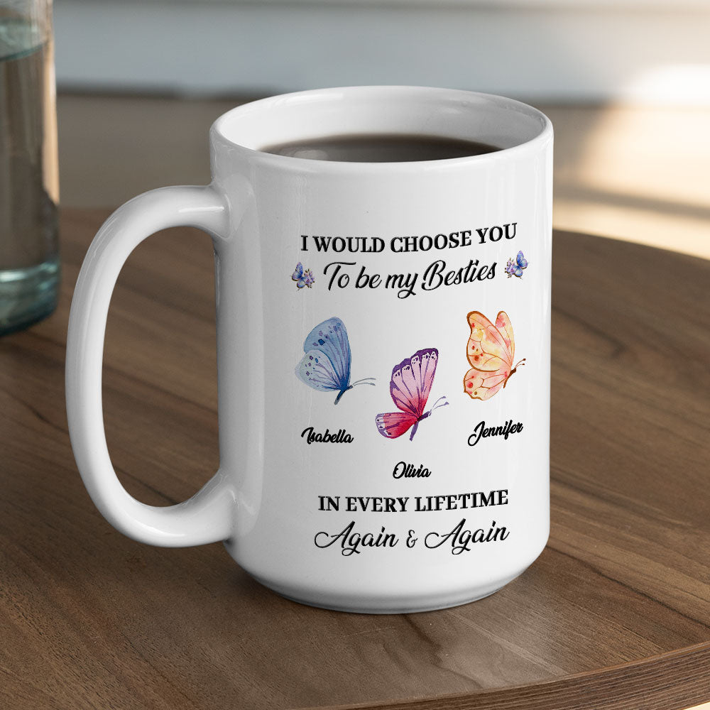 Custom Best Friend, Christmas & Birthday Friendship Keepsake Gift • Besties For Life - Personalized Coffee Mug