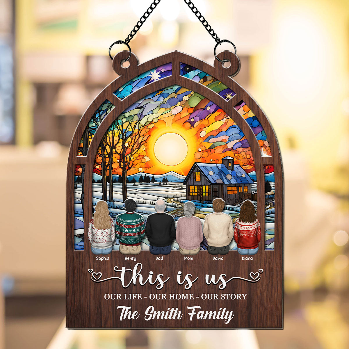 Custom Family Hanging Decor, Christmas Gift for Family Members • Our Bond Is Unbreakable - Personalized Suncatcher