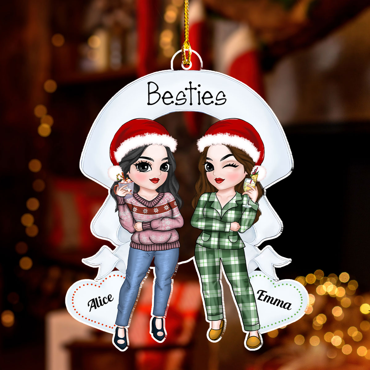 Custom Friendship Christmas Ornament, Best Friend Gift •  Best Friends Forever Christmas - Personalized Acrylic Ornament