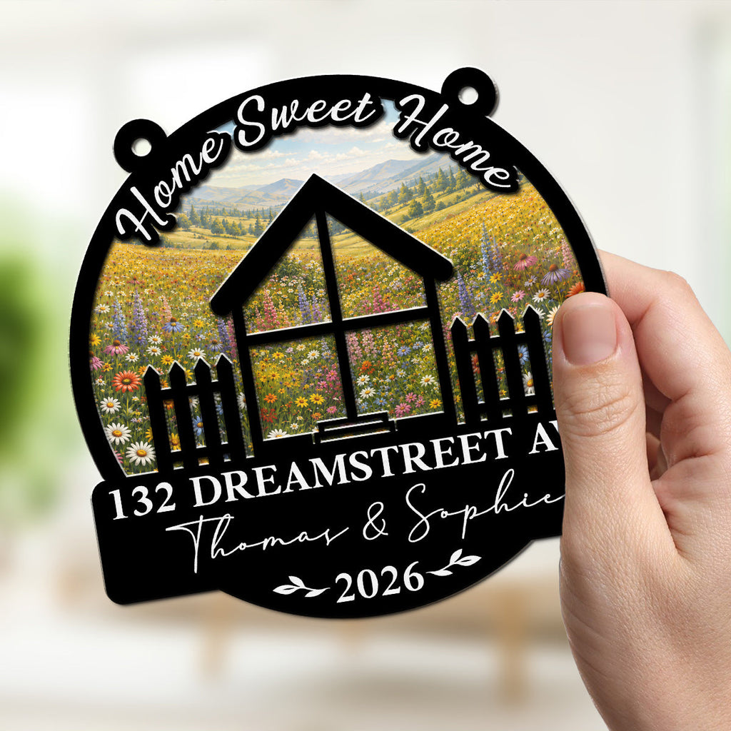 Custom Name Couple Hanging Decor, Anniversary Valentine's Day Gifts • Home Sweet Home - Personalized Suncatcher