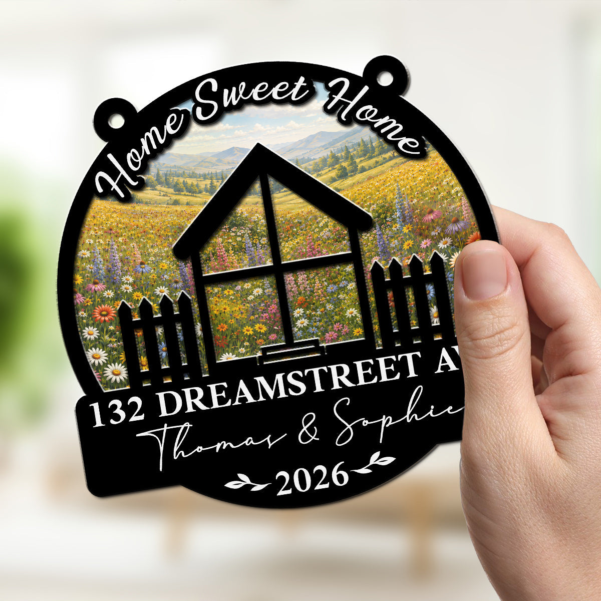 Custom Name Couple Hanging Decor, Anniversary Valentine's Day Gifts • Home Sweet Home - Personalized Suncatcher